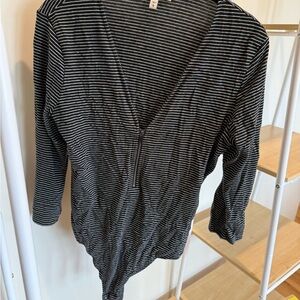 Express Black and White Striped Long Sleeve Top